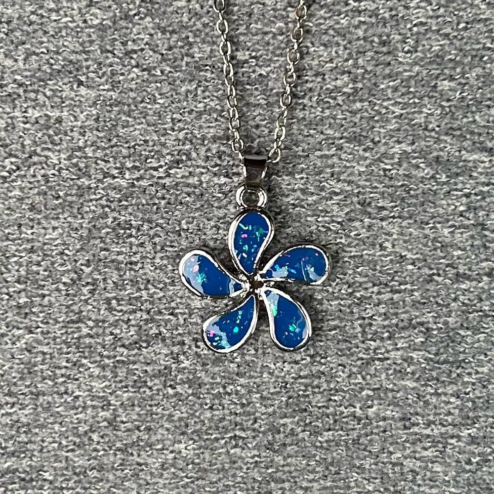 Plumeria ~ Frangipani Pendant with Adjustable Silver-Tone Necklace ~ Brand New!